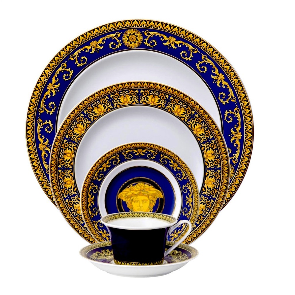 Versace Blue Medusa 5 piece set. Only one left.